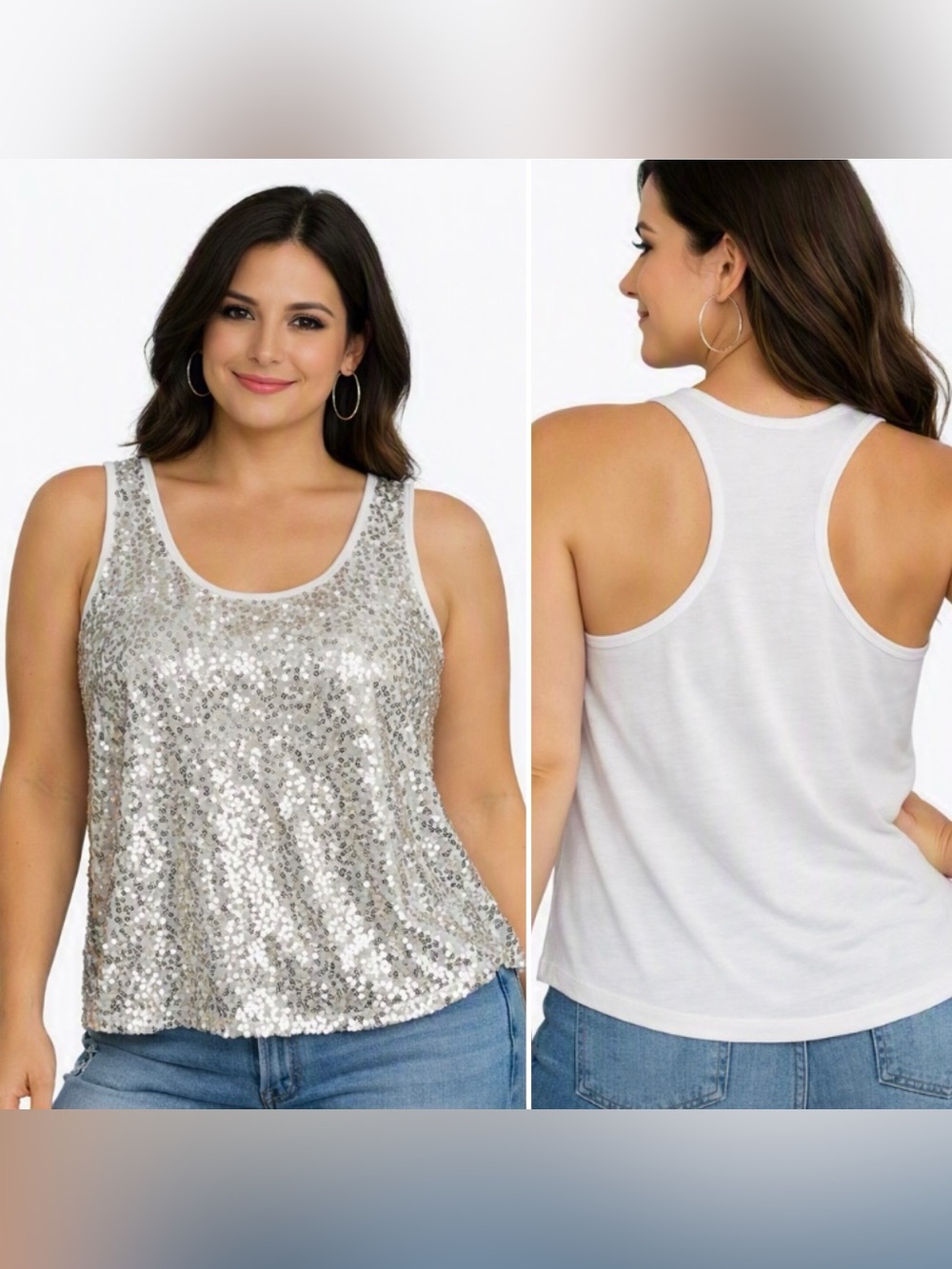 Sequin Tank Top Express Dreamweight Cotton